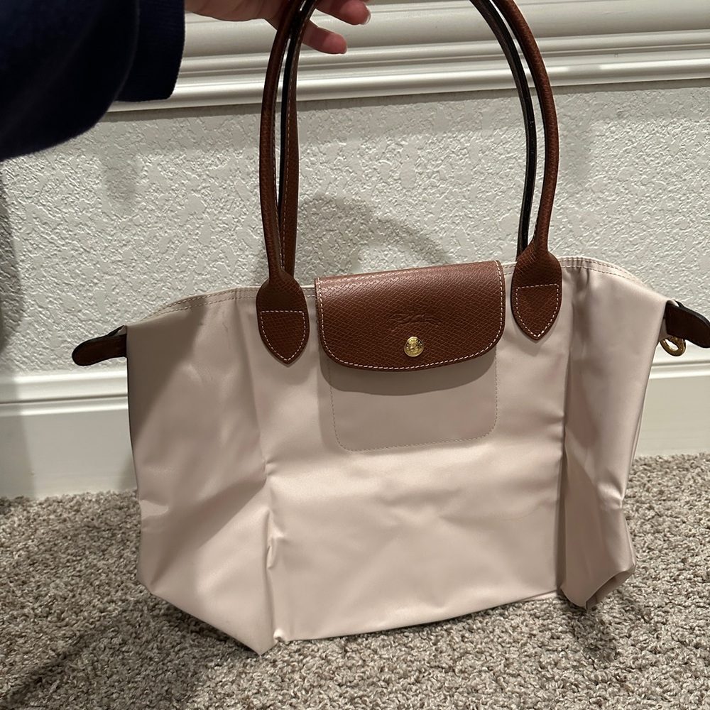 Longchamp Cream and Brown Tote Bag